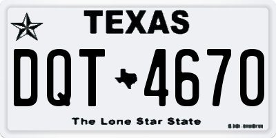 TX license plate DQT4670