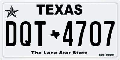 TX license plate DQT4707
