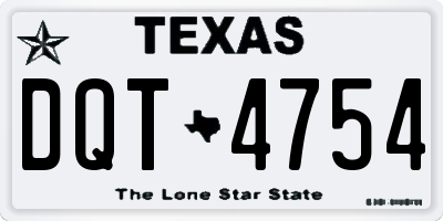 TX license plate DQT4754