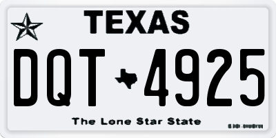 TX license plate DQT4925