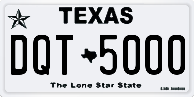TX license plate DQT5000