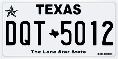 TX license plate DQT5012