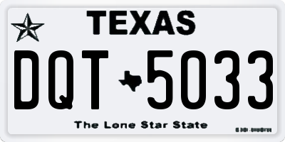 TX license plate DQT5033