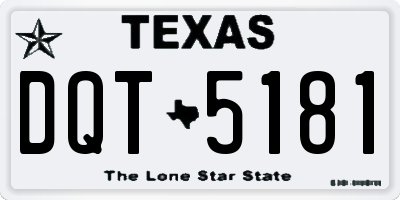 TX license plate DQT5181
