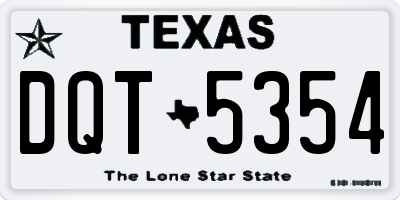 TX license plate DQT5354