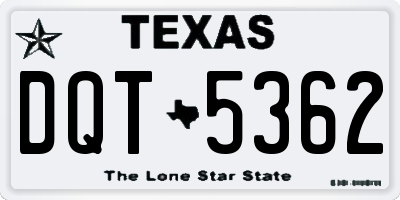 TX license plate DQT5362