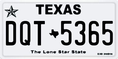 TX license plate DQT5365