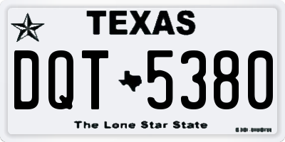 TX license plate DQT5380