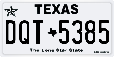 TX license plate DQT5385