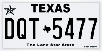 TX license plate DQT5477