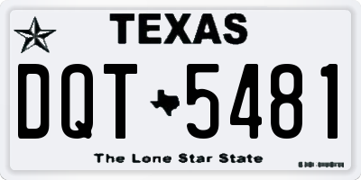 TX license plate DQT5481