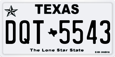 TX license plate DQT5543