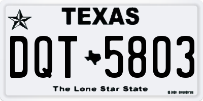 TX license plate DQT5803