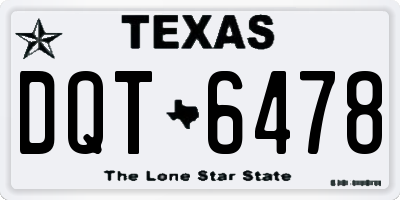 TX license plate DQT6478