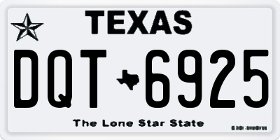 TX license plate DQT6925
