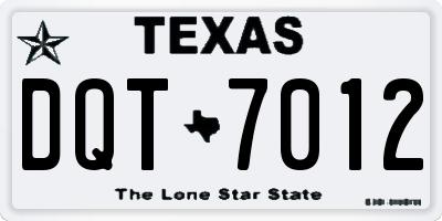 TX license plate DQT7012