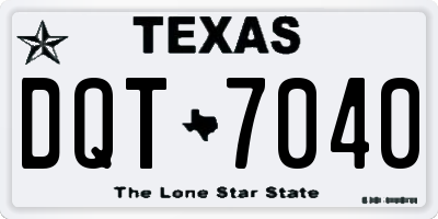 TX license plate DQT7040