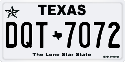 TX license plate DQT7072