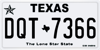 TX license plate DQT7366