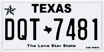TX license plate DQT7481