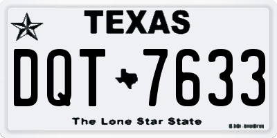 TX license plate DQT7633
