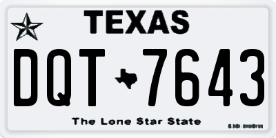 TX license plate DQT7643