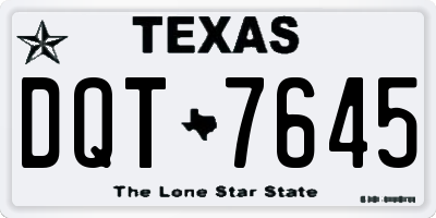 TX license plate DQT7645