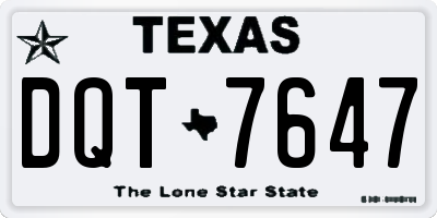 TX license plate DQT7647