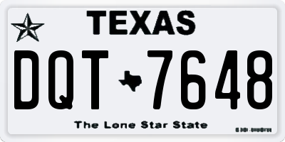 TX license plate DQT7648