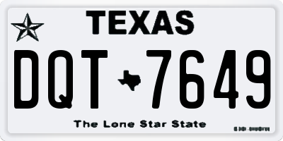 TX license plate DQT7649