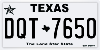 TX license plate DQT7650