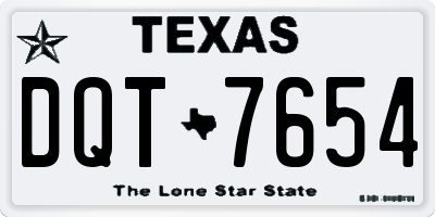 TX license plate DQT7654