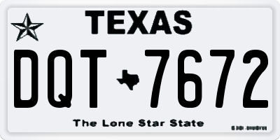 TX license plate DQT7672