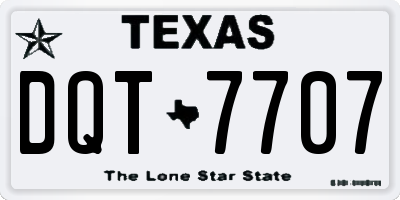 TX license plate DQT7707