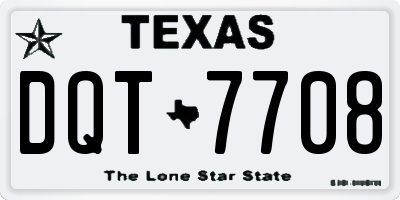 TX license plate DQT7708