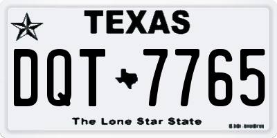 TX license plate DQT7765