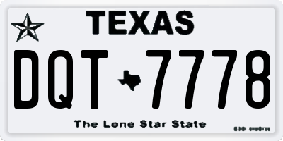 TX license plate DQT7778