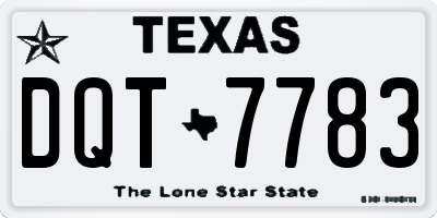TX license plate DQT7783