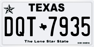 TX license plate DQT7935