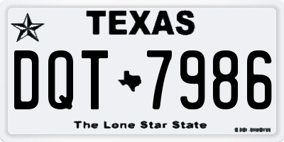 TX license plate DQT7986