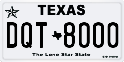 TX license plate DQT8000