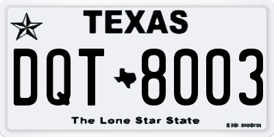 TX license plate DQT8003