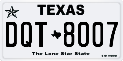 TX license plate DQT8007