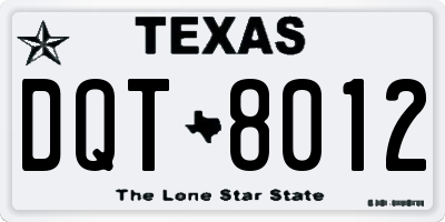 TX license plate DQT8012