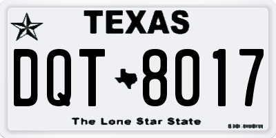 TX license plate DQT8017
