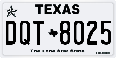 TX license plate DQT8025