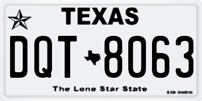 TX license plate DQT8063