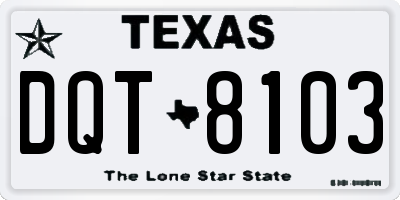 TX license plate DQT8103