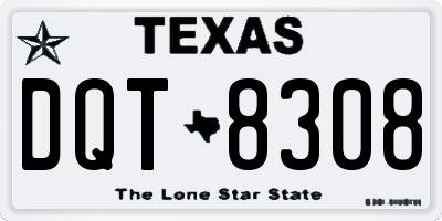 TX license plate DQT8308