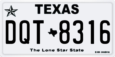 TX license plate DQT8316